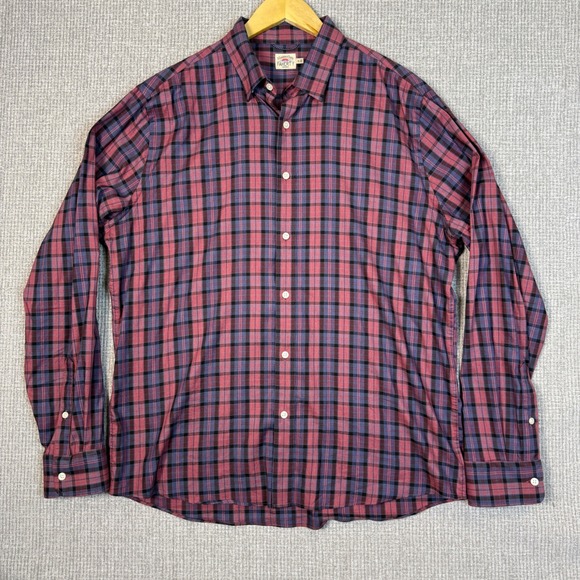 Faherty Other - Faherty Plaid Button Down‎ Shirt Long Sleeve Sz XL Red Blue Light Western
